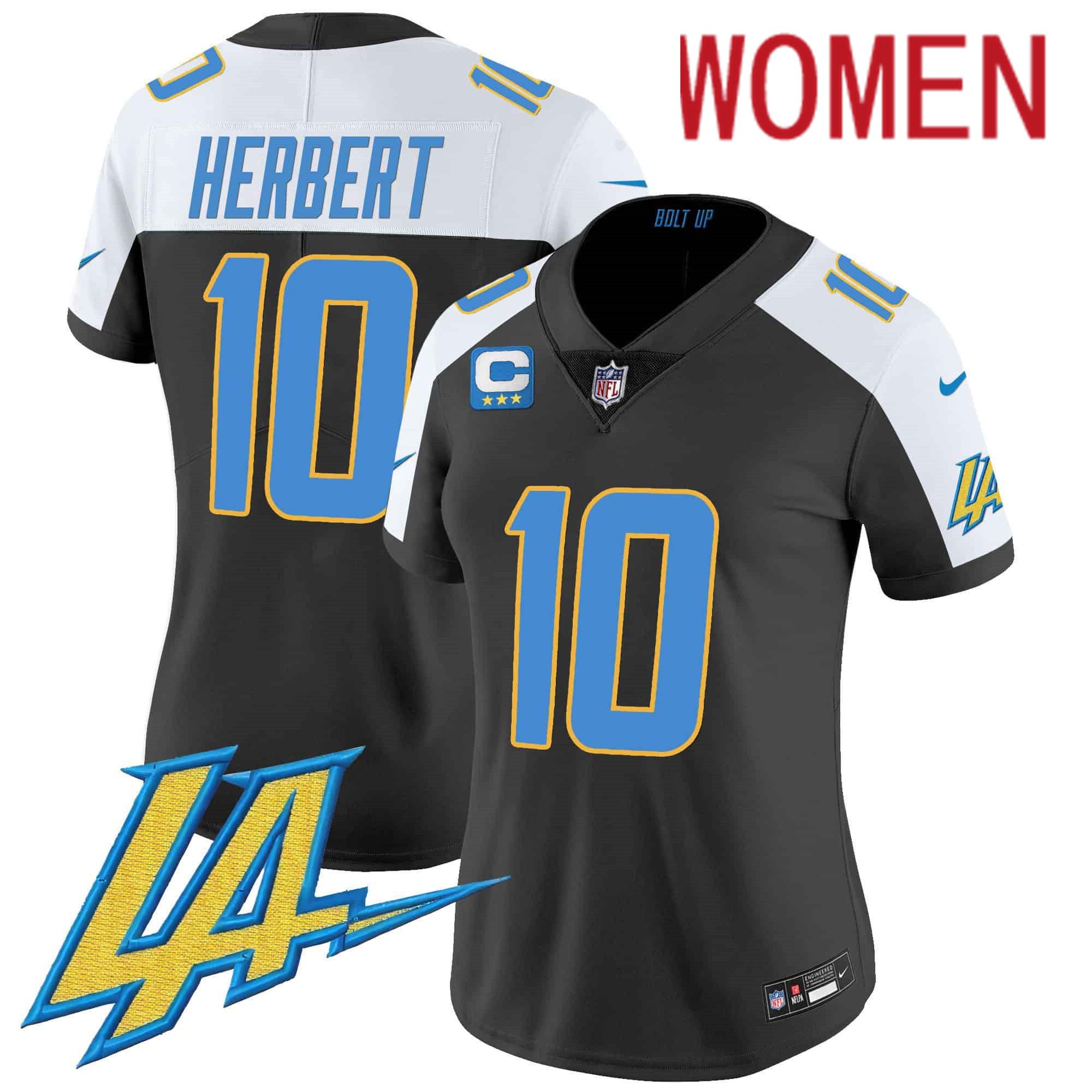 Women Los Angeles Chargers #10 Herbert Black 2024 Nike Vapor Limited NFL Jersey